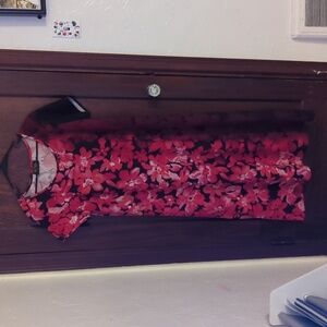 Bob Mackie Red Floral Midi Dress